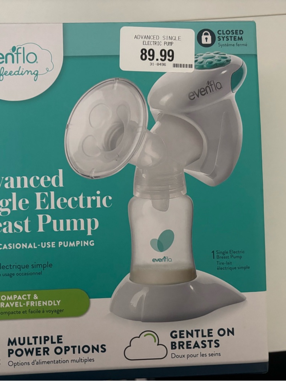 Evenflo Advanced Single Electric Breast Pump - Teal/White